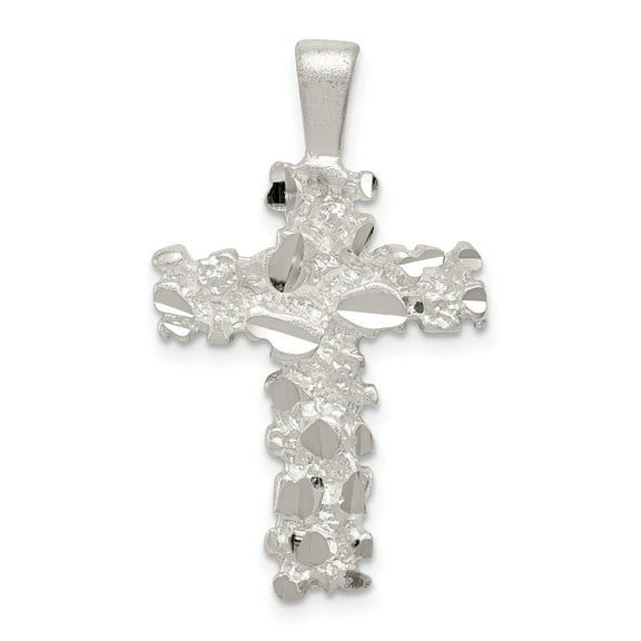 Sterling Silver Satin Finish Diamond-cut Cross Pendant Charm