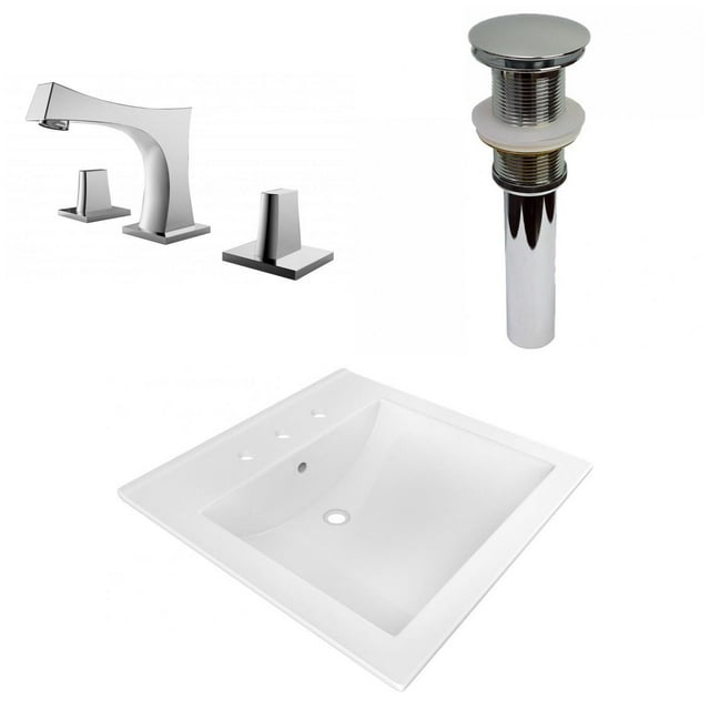 American Imaginations 21.5-in. W 3H8-in. Ceramic Top Set In White Color - Drain Incl. AI-33255