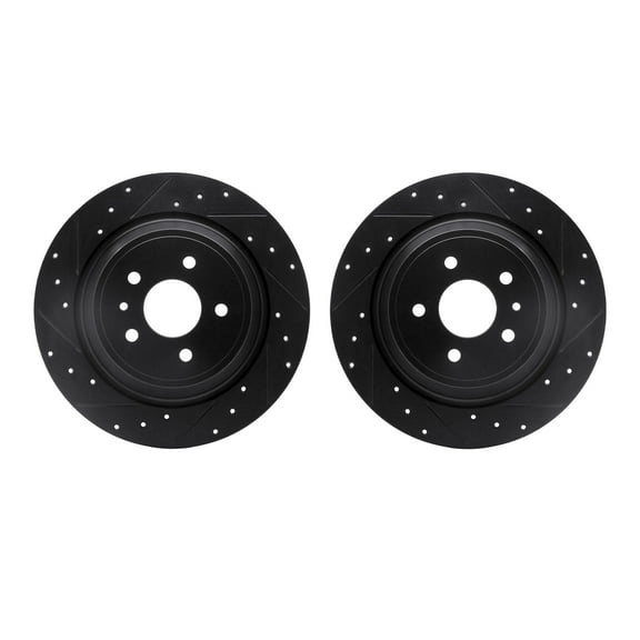 Dynamic Friction Company Rear Brake Rotors-Drilled and Slotted-Black 8002-54200