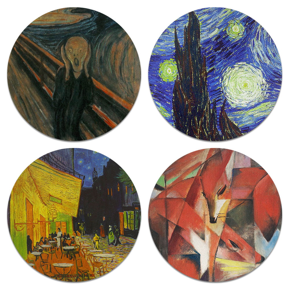 FLAMING ACES SET OF 4 COASTERS RUBBER WITH FABRIC TOP