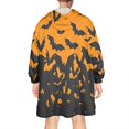 thumbnail image 2 of Wearable Oversized Blanket,Orange Halloween Bats Wearable Blanket Hoodie for Adults,Cozy Hooded Blankets with Super Pockets,Super Warm Fuzzy Pullover for Women & Men, 2 of 6
