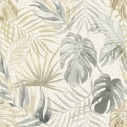 ohpopsi Lana Light Grey Tropica Wallpaper, 19.7-in by 33-ft, 54.18 sq. ft.
