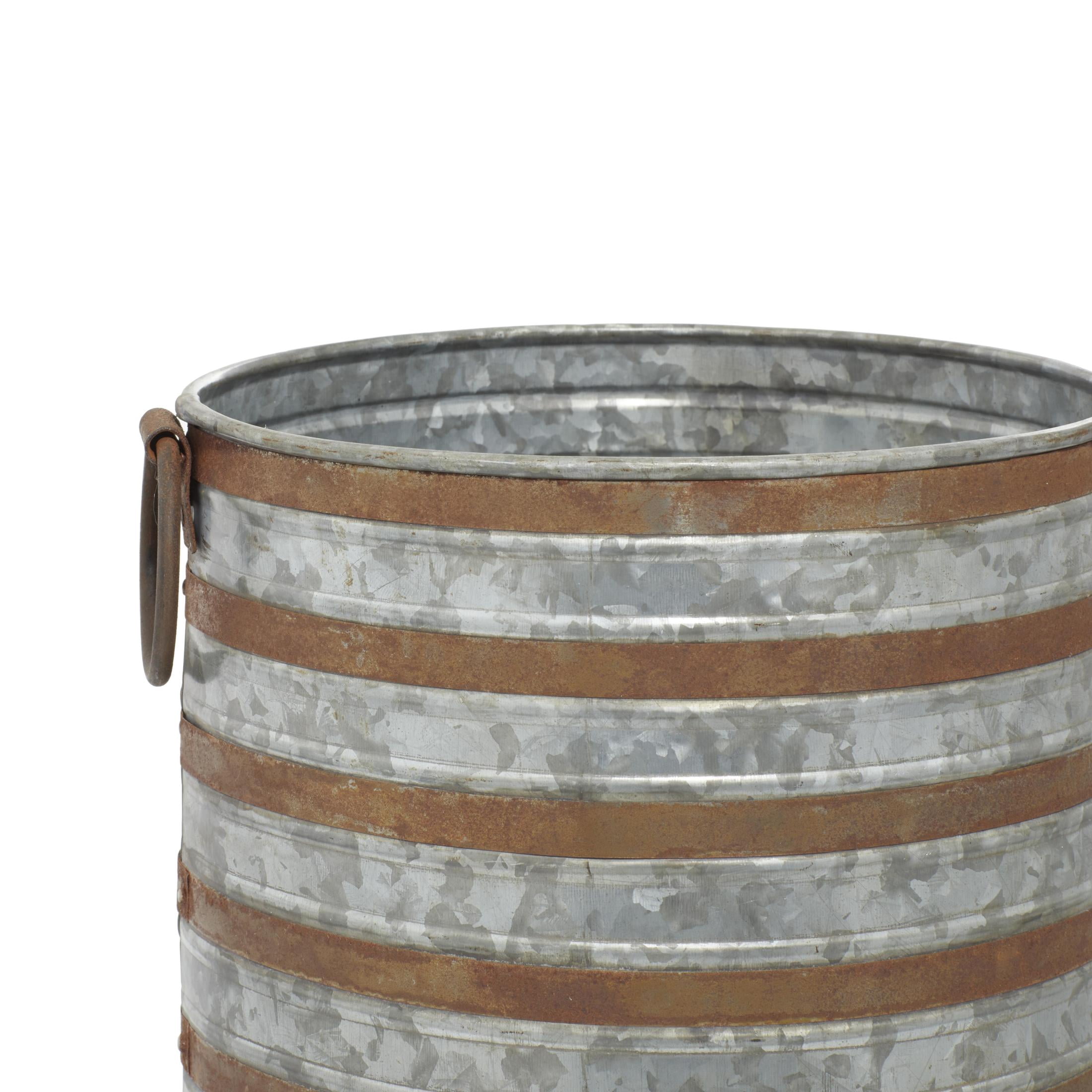 DecMode 20", 16"H Gray Metal Planter with Handles (2 Count)