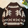 thumbnail image 7 of Men's Pattern Printed Cardigan Sweaters Long Sleeve Stand Collar Cable Thick Knitted Full Zip Sweater, 7 of 7