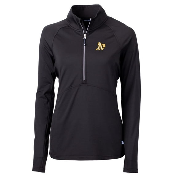 Women's Cutter & Buck Black Athletics Adapt Eco Knit Stretch Half-Zip Pullover Top