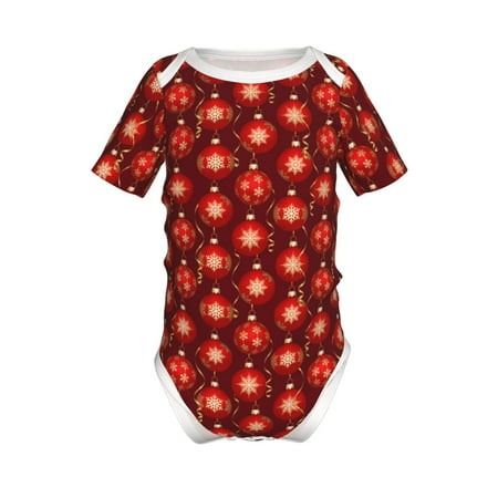 

Coaee Christmas Red Balls for Soft Baby Short-Sleeve Bodysuit Baby Climbing Clothes Baby Girls Boys Bodysuit Romper-9M