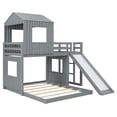 thumbnail image 6 of Newest Twin over Full Bunk Bed with Playhouse & Slide, Farmhouse Solid Wood Frame with Ladder and Guardrails,Gray, 6 of 13