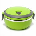 thumbnail image 2 of LITTLE HOME Thermal Lunch Box, Stackable Hot Food Insulated Box, Thermos For Hot Food, 304 Stainless Steel Round Lunchbox, Sealed Food Containers for Insulated Bento Picnics(Single Layer Green), 2 of 4