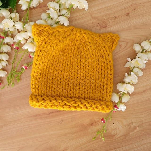 Gorro de invierno suave Baoblaze para pequeños Gorros gruesos de punto para bebés 2 años Amarillo