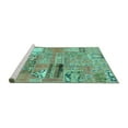 thumbnail image 2 of Ahgly Company Machine Washable Indoor Square Patchwork Turquoise Blue Transitional Area Rugs, 6' Square, 2 of 4