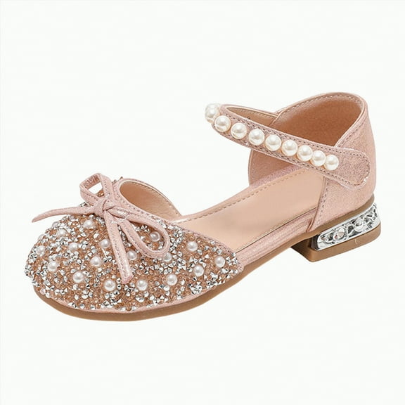 Ccpelsie Girl's Glitter Ballet Flats Ballerina Mary Jane Princess Wedding Dress Shoes Sparkle Dress up Shoes(Red,15.5)