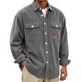 thumbnail image 3 of Men Corduroy Shacket Sevevn Long Sleeve Lapel Collar Button Front Jacket With Dual Chest Pockets For Daily Casual Wear Weekend Outings And Everyday Street Occasions, 3 of 8