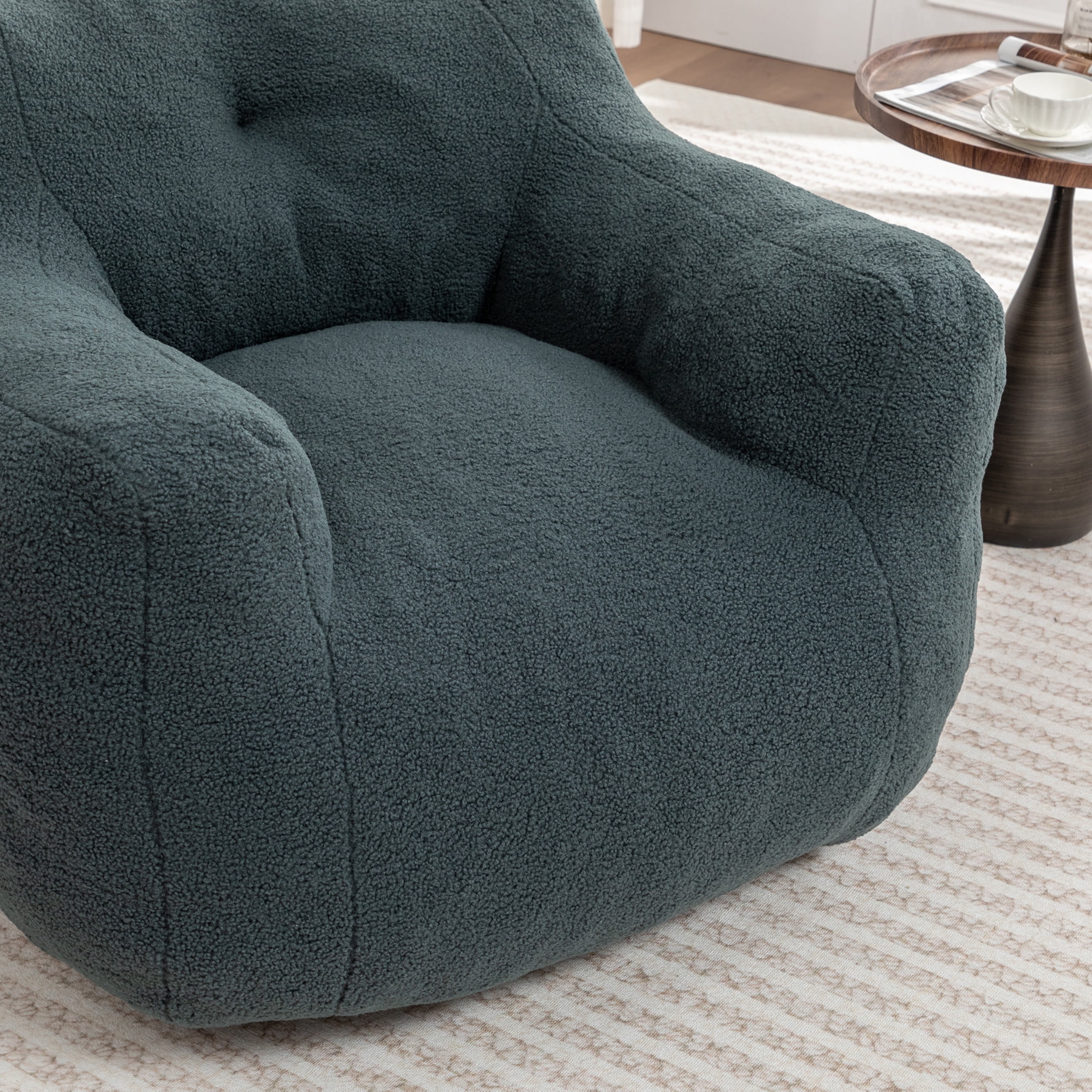 Noble House Nexo Plush Stuffed Memory Foam Bean Bag Sofa, Large Comfy Lounger with Armrest for Living Room, Green