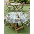 thumbnail image 5 of Outdoor Tablecloth with Umbrella Hole Zipper Easter Bunny Round Tablecloth 60" Waterproof Outside Table Cloth Spring Easter Eggs Botanical Blue Striped Patio Table Cover Tablecloths for Picnic Party, 5 of 8