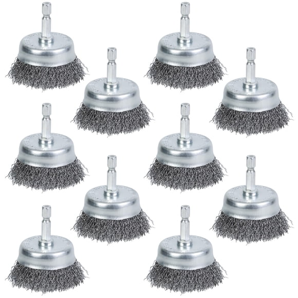 WUBOECE 10PCS Wire Cup Brush for Drill, High Carbon Steel Wire Drill Brush with 1/4" Hex Shank, Skilled in Handling Metal and Non-Metal Surfaces