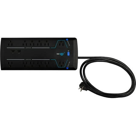 ELAC ProteK - 12 Outlet Smart Surge Protector with Alexa and Google Assistant Compatibility - Black