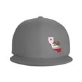 thumbnail image 2 of DouZhe Flat Brim Cap Snapback Hat, California Map Bear Flag Prints Adjustable Gray Adult Baseball Cap, 2 of 7