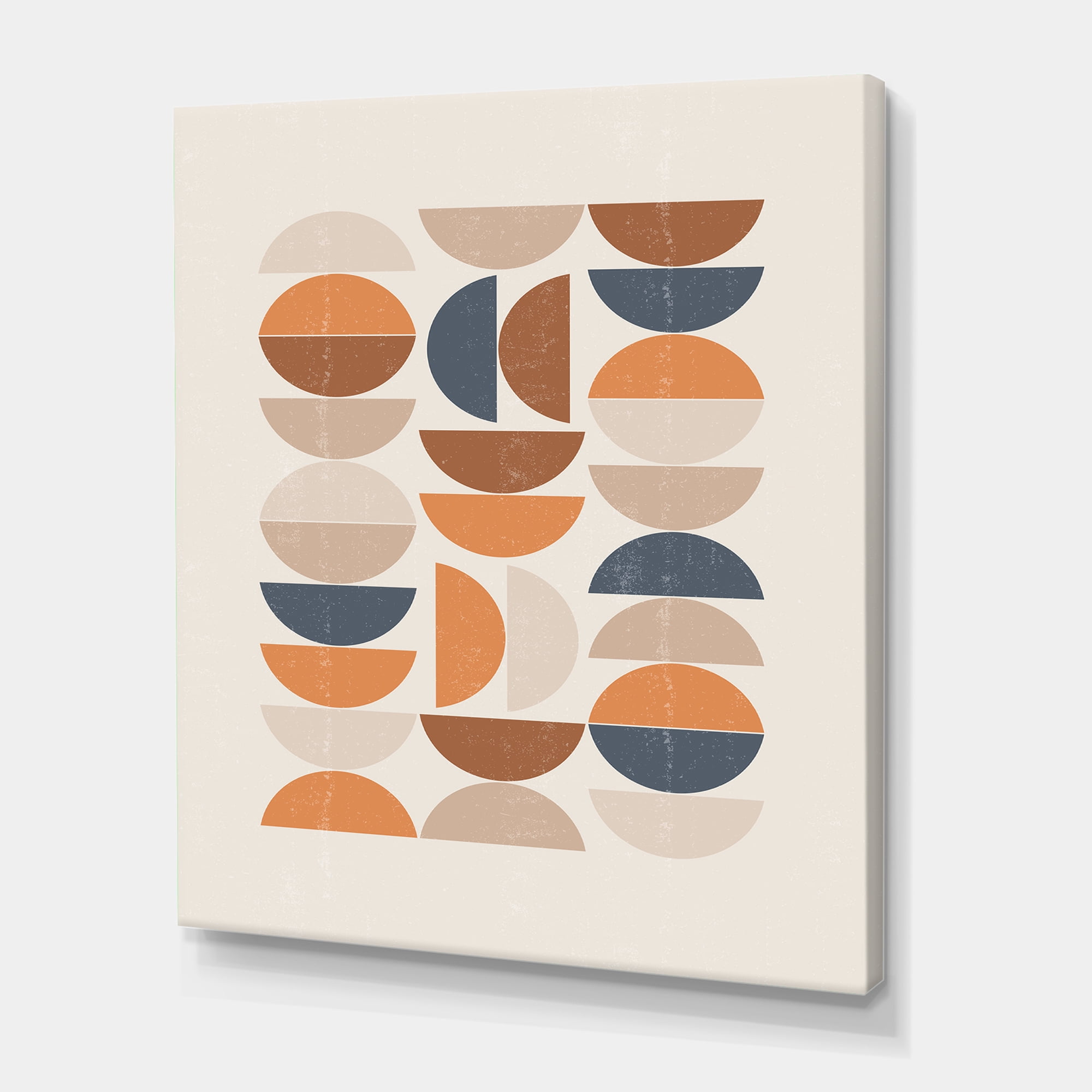 Designart ' Abstract Moon and Sun In Orange and Blue ' Modern Canvas Wall Art Print