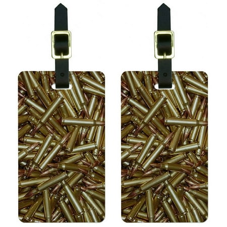 Bullets Rifle Gun Weapon Luggage Tags Suitcase Carry-On ID, Set of 2