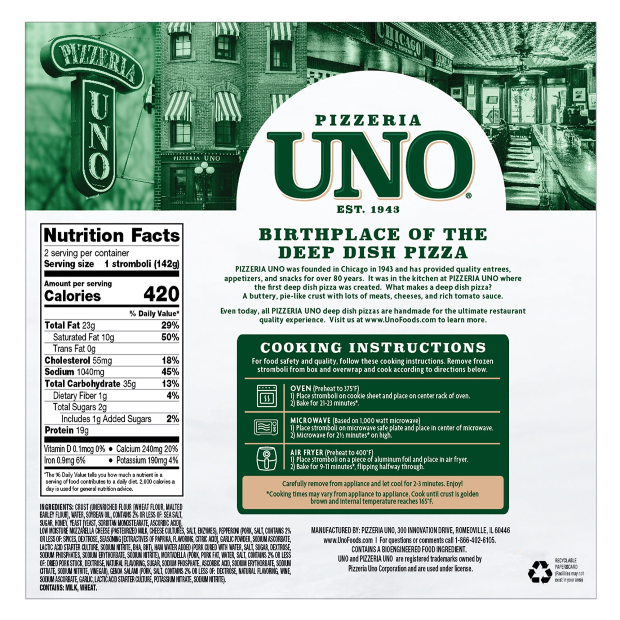 Pizzeria Uno Italian Style Meat Stromboli, 5 oz, Twin Pack, Frozen