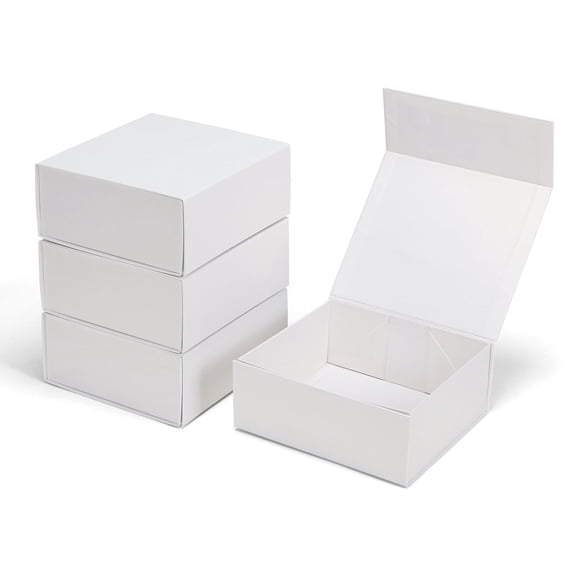 Gift Box with Lid for Presents, 7.8X7X3.1 Magnetic Gift Boxes,White (4 pack)