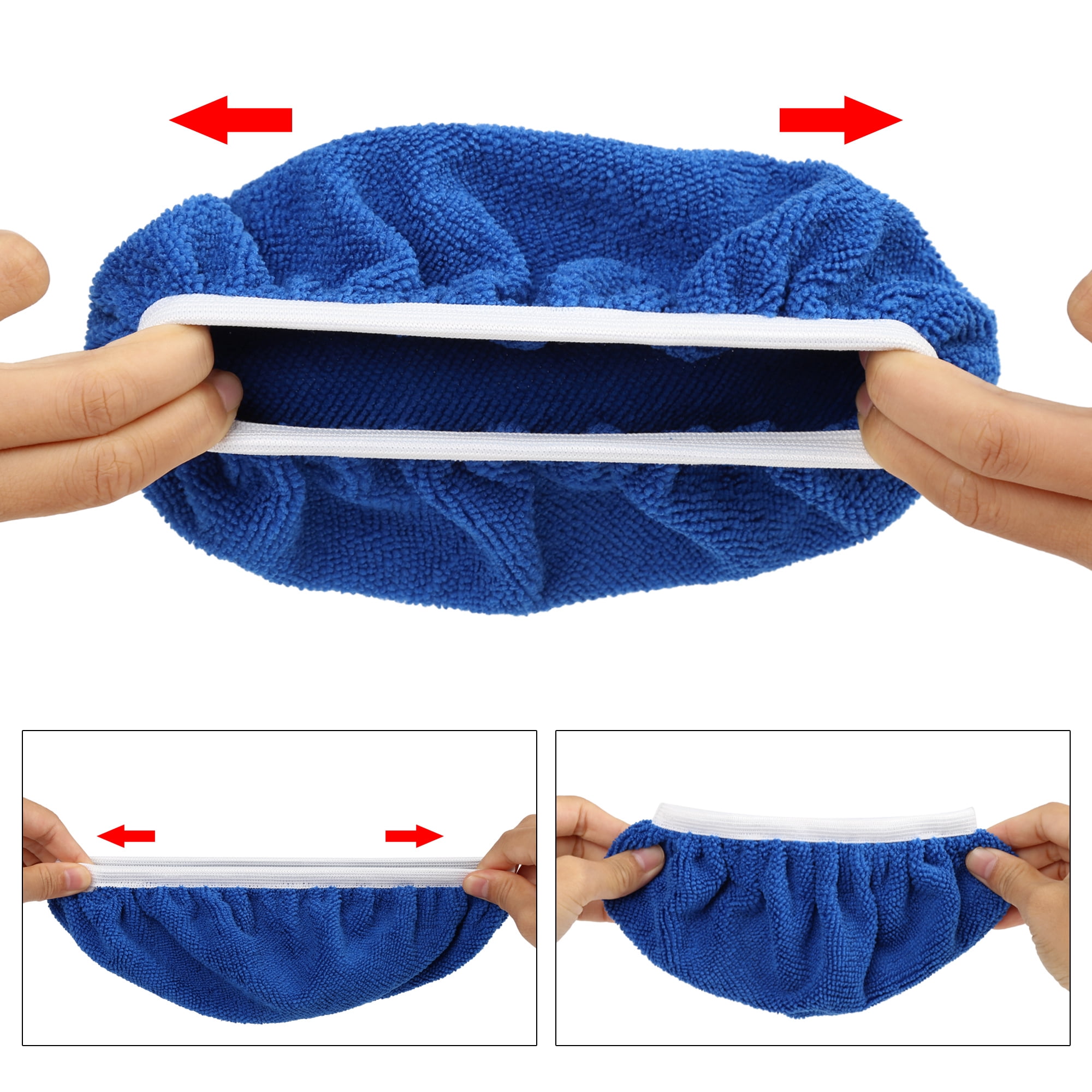 Unique Bargains 5Pcs 9"-10" Dark Blue Mircrofiber Car Wax Polishing Pad Covers