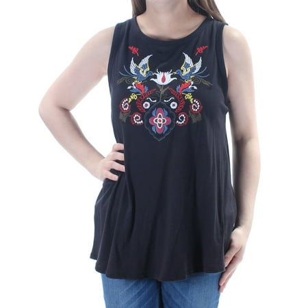 CARBON COPY - CARBON COPY Womens Black Embroidered Birds Sleeveless ...