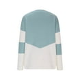 thumbnail image 5 of Women's Sweater Long Sleeve V Neck Color Block Thin Cable Knit Pullover Top Blue XL, 5 of 5