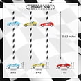 thumbnail image 3 of 24 PCS Race Car Party Favor Paper Drinking Straws for Kids Boys Vintage Racing Car Theme Birthday Two Fast Baby Shower Party Supplies Racecar Wheels Striped Decorative Straws, 3 of 7