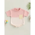 thumbnail image 2 of Bagilaanoe Newborn Baby Girl Boy Rompers Contrast Color Short Sleeve Bodysuits 3M 6M 12M 18M 24M Infant Casual One Piece Short Jumpsuit, 2 of 8