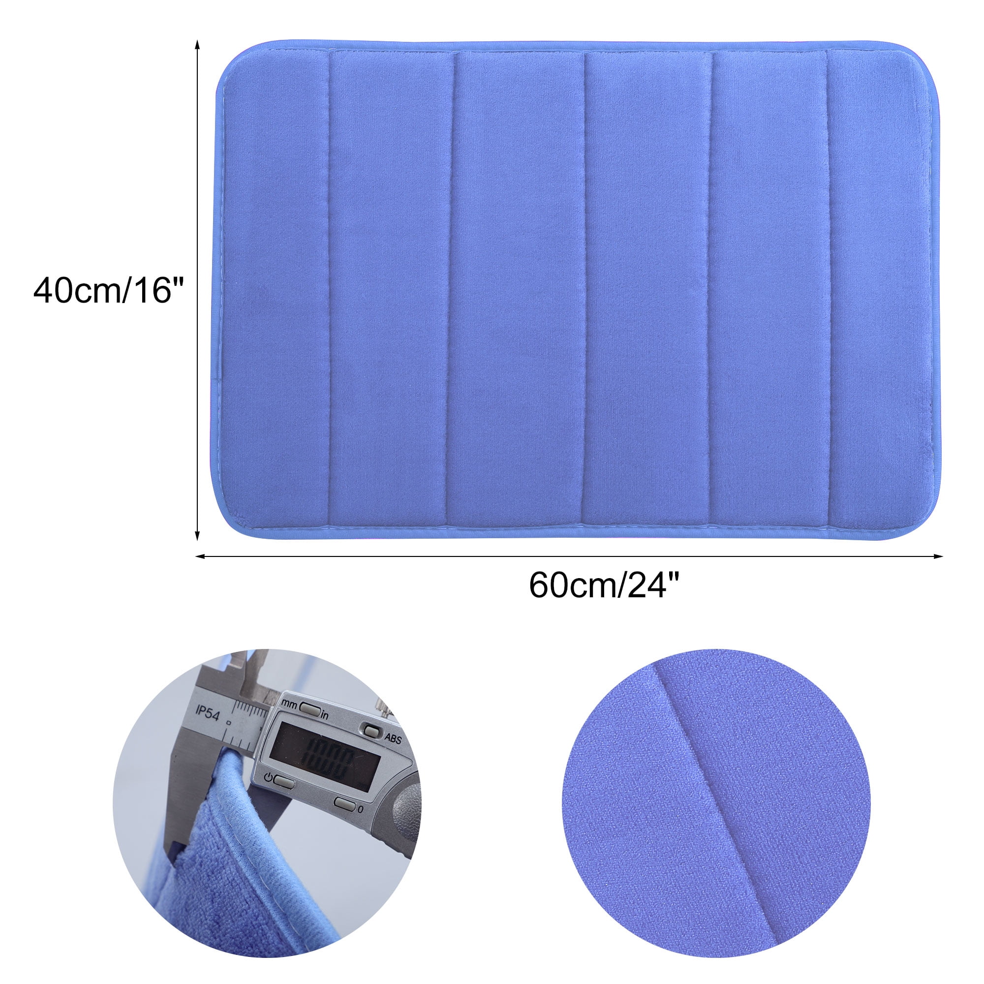 Unique Bargains Solid Contemporary Memory Foam Bath Rug Blue 24"x16"