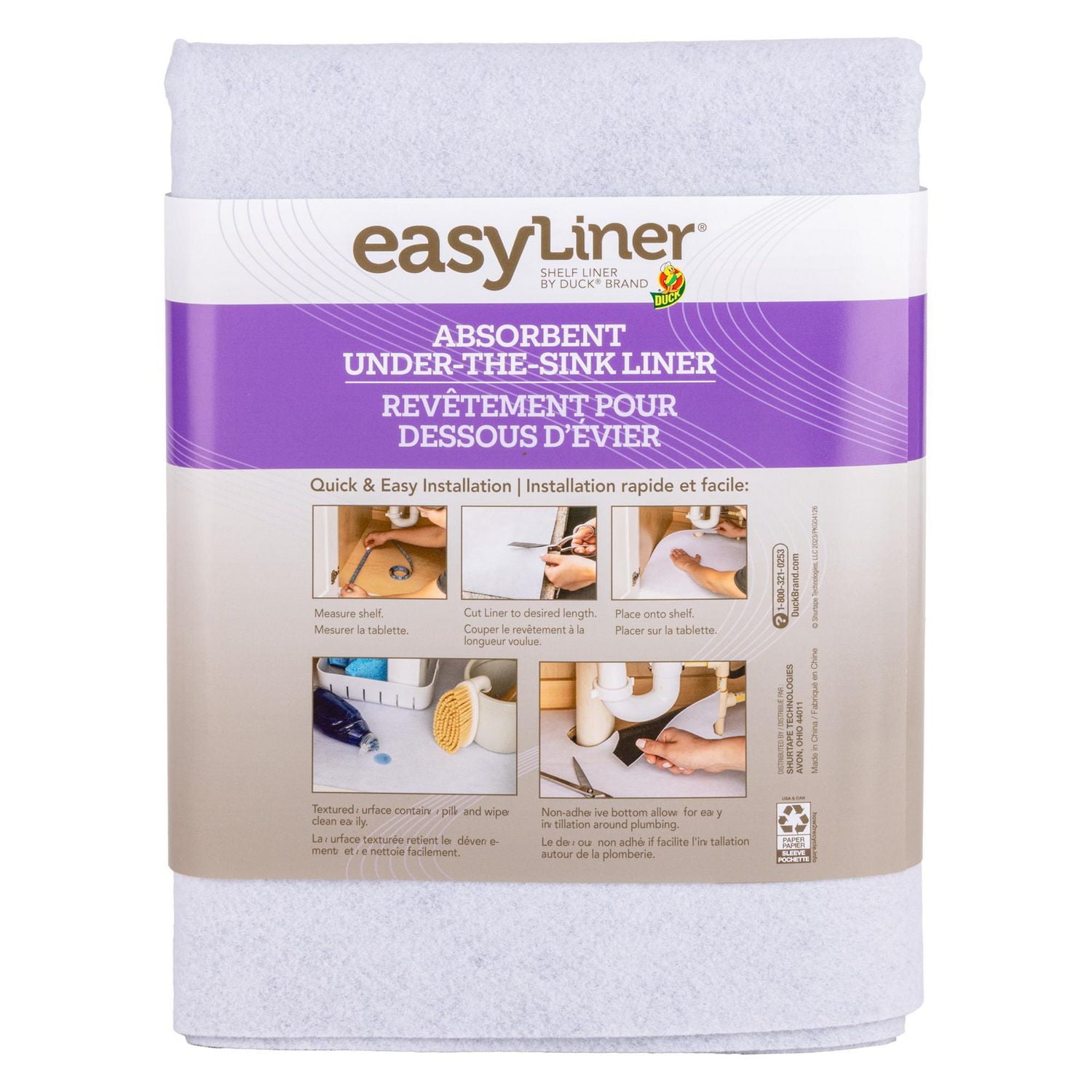 EasyLiner Absorbent Under-the-Sink Liner, White, 24 in. x 4 ft.