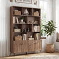 thumbnail image 2 of Gymax Bookshelf w/ Doors 5-Tier Floor Standing Bookcase w/ 2 Anti-Tipping Kits Walnut, 2 of 10