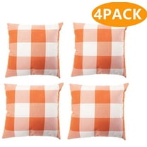 Fall Pillow Covers Buffalo Check Plaid Throw Pillow Covers Farmhouse Decorative Square Pillow Cover Case Cushion Pillowcase 18x18 inches for Home Decor Sofa Orange and White 4PCS