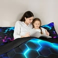 thumbnail image 5 of Castle Fairy Geometric Honeycomb Boy Bedding Comforter Set 2pcs,Abstract Gradient Hexagon Twin Comforter Sets Microfiber,Video Game Breathable Bedding Set,Breathable Home Decor,Reversible, 5 of 8