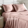 thumbnail image 6 of Bare Home Luxury Poly Satin Sheet Set for Hair and Skin, 15” Deep Pockets, California King, Blush, 6 of 10
