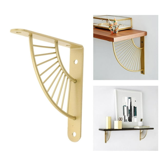 Soporte de Estante Flotante Montaje en Pared Soporte de Estante de ángulo Triangular Decorativo de Resistencia con Tornillos de Estanter Dorado 15cm perfecl Soportes de estante de montaje en pared