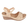 thumbnail image 2 of GC Shoes Women's Memory Foam Ankle Strap Summer Wedge Sandals, Comfort Platform Heels with Arch Support, Helen/Natural/8, 2 of 4
