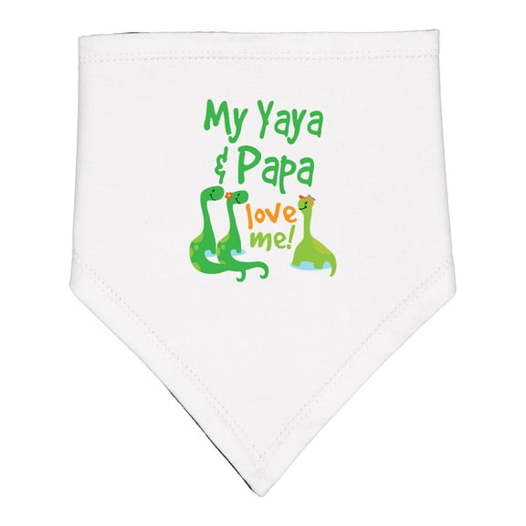 Inktastic Yaya and Papa Love Me Grandson Dinosaur Baby Bandana Bib