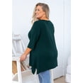 thumbnail image 4 of SHOWMALL Haut de Maternité Grande Taille pour Femmes Blouse à Manches 3/4 Coupe Évasée Vêtements Vert Foncé Vêtements 4X Col Ras du Cou Vêtements Coupe Ample, 4 of 11