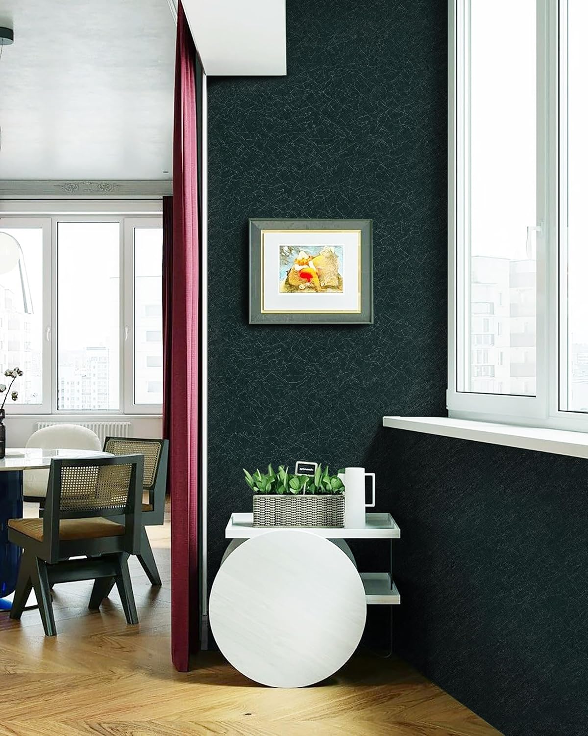 393"x 17.3" Peel and Stick Wallpaper Blackish Green Silk Wallpaper Textured Green Contact Paper Removable Modern Solid Color Contact Paper for Walls Vinyl Rolls