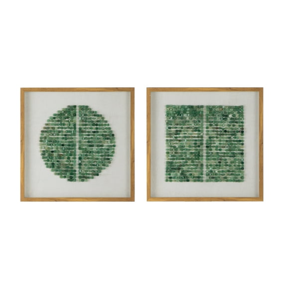 A&B Home Elos Stone Shadow Boxes - Set of 2 - Green/Ivory/Natural