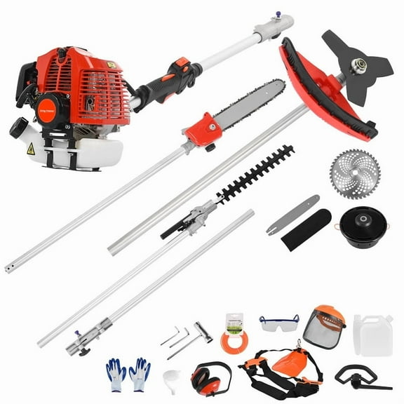 2025 New 5-in-1 Gas Powe Trimmer Kit - 52CC 2-Cycle Commercial Weed Eater, Brush Cutter, Edger & Hedge Trimmer Attachments, 1.2L Tank & Extension Pole for Professional Landscaping