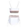 thumbnail image 6 of JoveMarine Women's High Waist Bikini Set V Neck Padded Swimsuit Two Piece Sexy Beach Bathing Suit with No Underwire Bathing Suit For Womens Swimsuits White S, 6 of 7