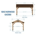 thumbnail image 3 of Backyard Discovery Norwood 16' x 12' Cedar Wood Gazebo, Galvanized Steel Roof, PowerPort, 3 of 12