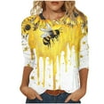 thumbnail image 2 of Bee Print Tops for Women Womens 3/4 Sleeve Shirts Womens Summer Shirt Dressy Womens T Shirts Vneck Oversized Tops for Women Spring, 2 of 5