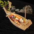 thumbnail image 2 of Miumaeov Serving Sushi Boat Tray Platter 31.5" Wooden Bamboo Nautical Decor Food Display, 2 of 9