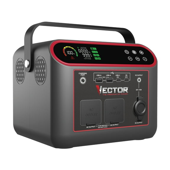 Vector VECLIPS6 666 WH, 733 Watt  Lithium Powerstation,  with AC, USB and  DC Power, Solar Panel Capable