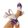 thumbnail image 4 of Woman's Sandals Slides for WomenSize 7 Women's Fashion Casual Spring And Summer Comfortable Color Matching Square Toe Open Toe One-Line Buckle Thick Heel High Heel Sandals Purple, 4 of 6