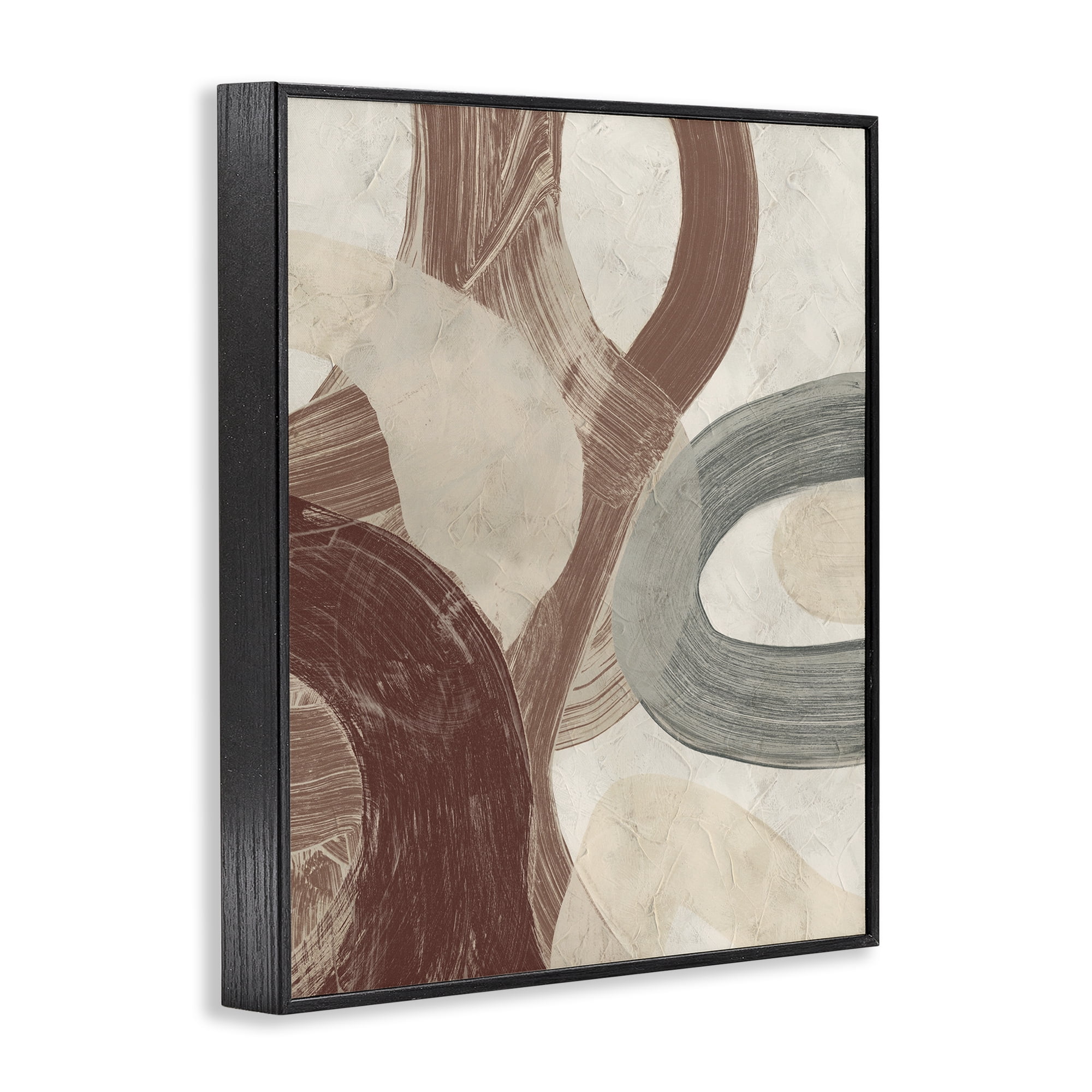 Stupell Industries Neutral Shapes Expression Abstract Painting Black Framed Art Print Wall Art, 11 x 14